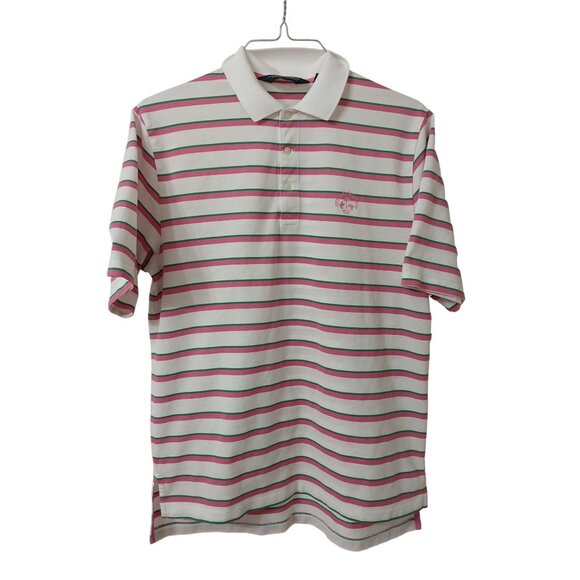 Polo Golf Ralph Lauren Green Pink White Striped Spring Island Logo Mens Sz L - Picture 1 of 9
